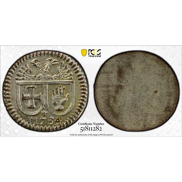 HALL IN SWABIA: Free Imperial City, BI pfennig, 1754, PCGS MS64