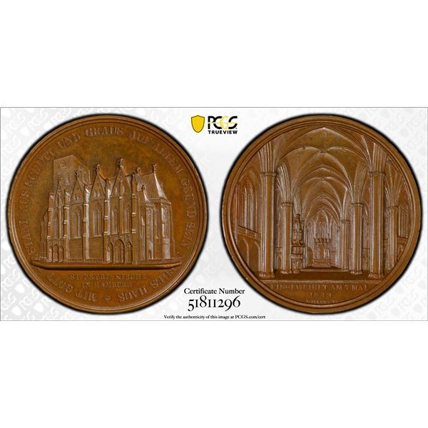 HAMBURG: AE medal, 1849, PCGS Specimen 65