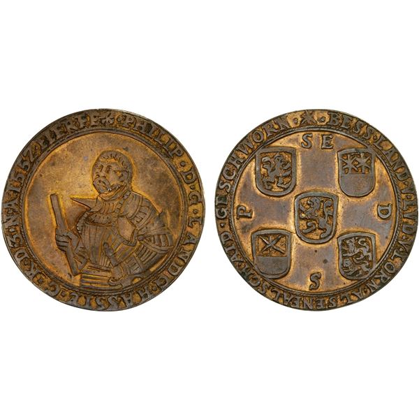HESSE-CASSEL: Philipp I (The Magnanimous), 1509-1567, AE "taler" (17.29g), 155Z, XF