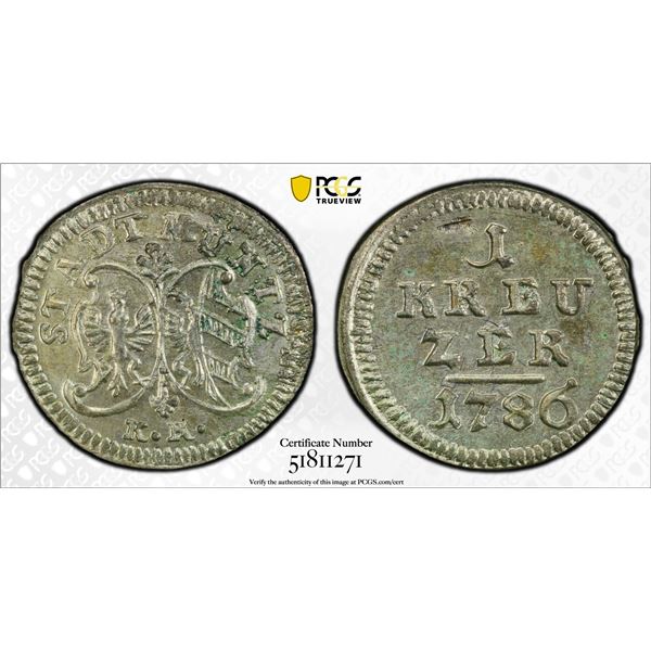NUREMBERG: Free Imperial City, BI kreuzer, 1786, PCGS MS63