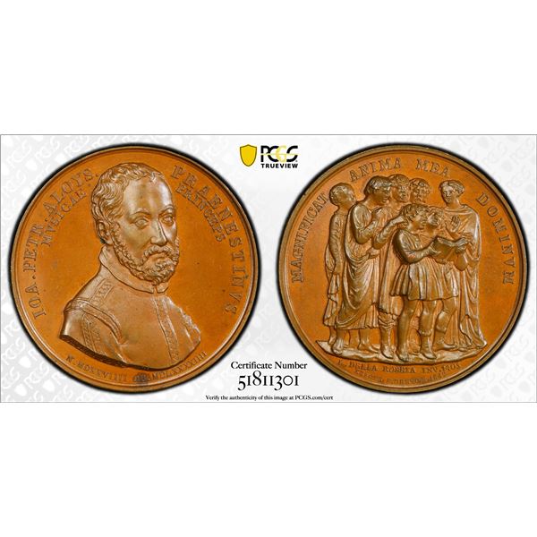 SAXONY: AE medal, 1842, PCGS Specimen 64