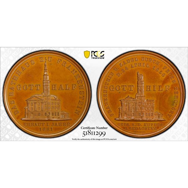 SILESIA: AE medal, 1858, PCGS Specimen 64