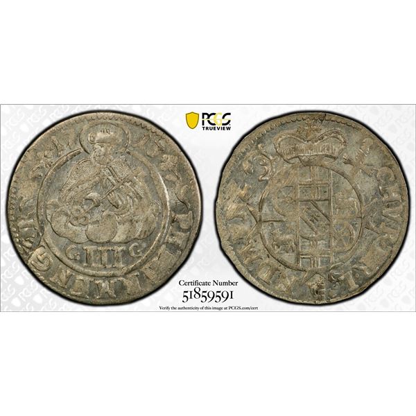 TRIER: Charles Joseph of Lorraine, 1711-1715, AR 3 petermenger, 1713, PCGS MS63