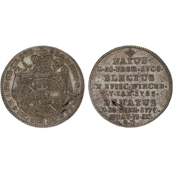 WÜRZBURG: Franz Ludwig Freiherr von Erthal, Prince-Bishop, 1779-1795, AR 3 kreuzer, 1779, XF