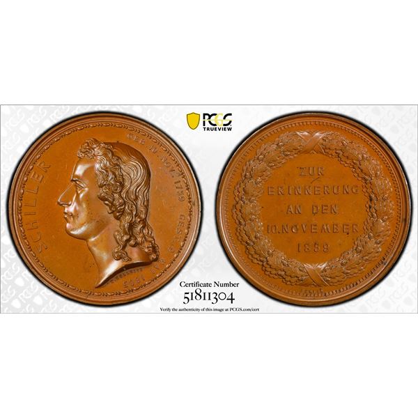 GERMANY: AE medal, 1859, PCGS Specimen 65 BN