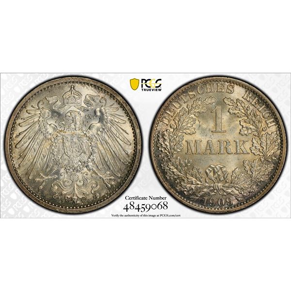 GERMANY: Kaiserreich, AR mark, 1909-A, PCGS MS66