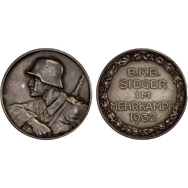 GERMANY: Weimar Republic, silvered AE medal (16.50g), 1932, Unc