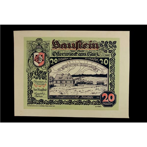 GERMANY: Weimar Republic, 20 mark, 1.5.1922, Choice AU