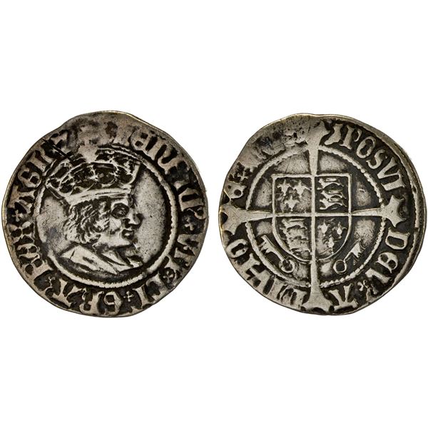 ENGLAND: Henry VII, 1485-1509, AR halfgroat (1.29g), York, F-VF