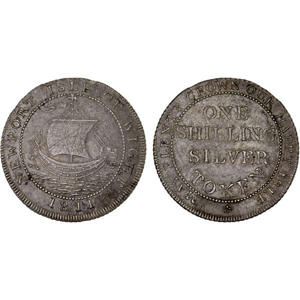 GREAT BRITAIN: AR shilling token, 1811, About XF