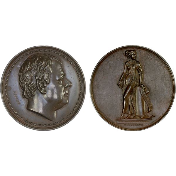 GREAT BRITAIN: AE medal (123g), 1827, AU