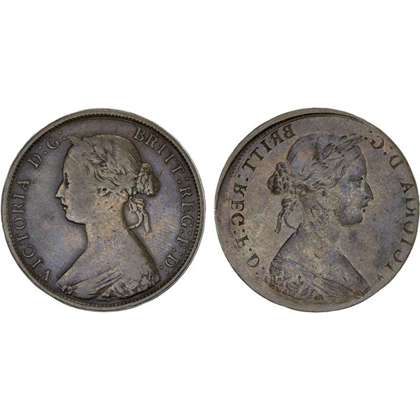 GREAT BRITAIN: Victoria, 1837-1901, AE halfpenny, ND (1874-94), F-VF