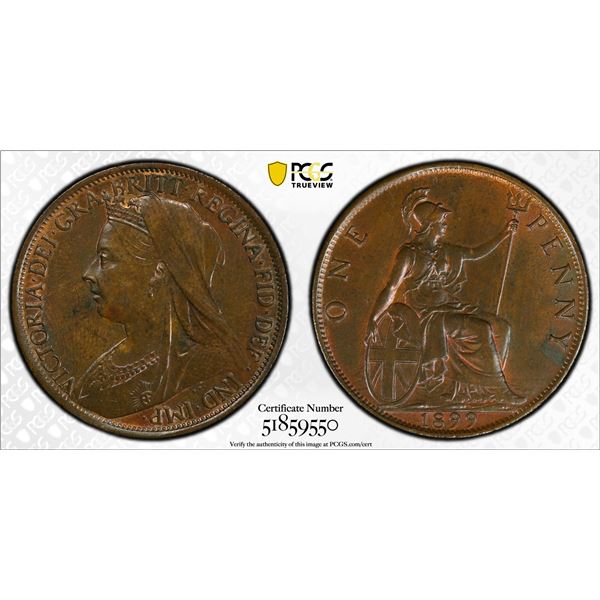 GREAT BRITAIN: Victoria, 1837-1901, AE penny, 1891, PCGS MS63 BN