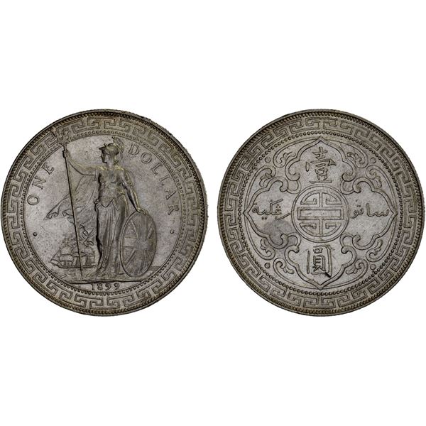 GREAT BRITAIN: Victoria, 1837-1901, AR dollar, 1899-B, XF