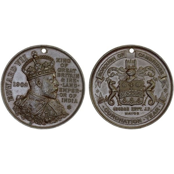 GREAT BRITAIN: Edward VII, 1901-1910, AE medal (23.32g), 1902, Unc