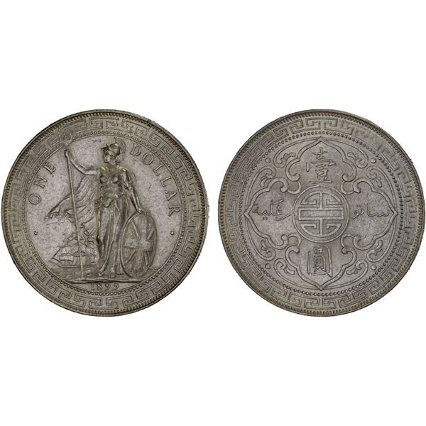 GREAT BRITAIN: AR trade dollar, 1899-B, AU