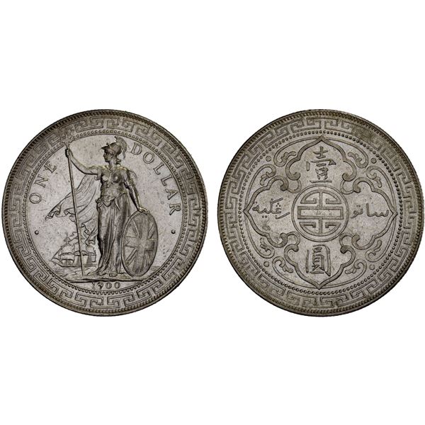 GREAT BRITAIN: AR trade dollar, 1900-B, AU