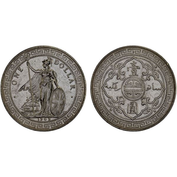 GREAT BRITAIN: AR trade dollar, 1902-B, XF