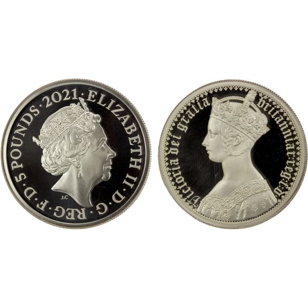GREAT BRITAIN: Elizabeth II, 1952-2022, AR 5 pounds, 2021, NGC PF70 Ultra Cameo