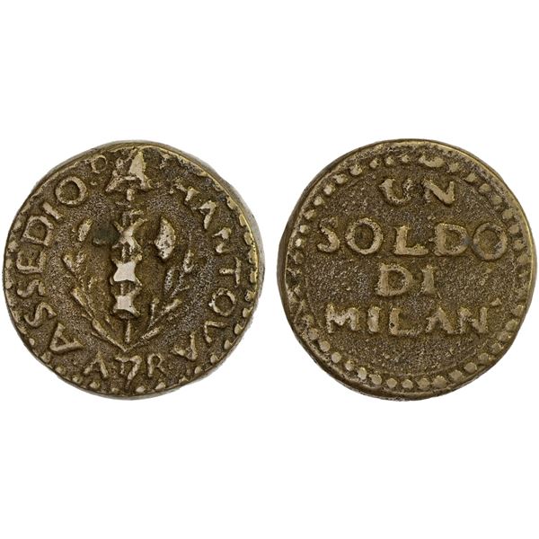 ITALY: MANTUA: Siege Coinage, un soldo di Milan (13.98g), year 7 (1799), Choice VF