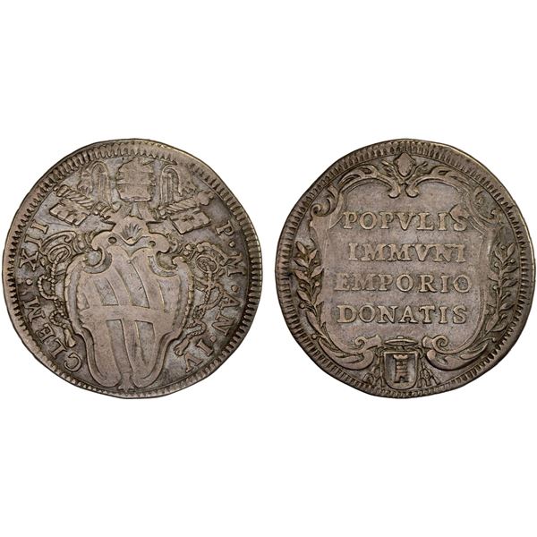 ITALY: PAPAL STATES: Clement XII, 1730-1740, AR testone, year 4 (1733), VF-XF