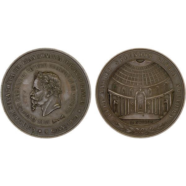 ITALY: Vittorio Emanuele II, 1861-1878, AE medal (26.67g), 1878, Almost Unc to Unc.