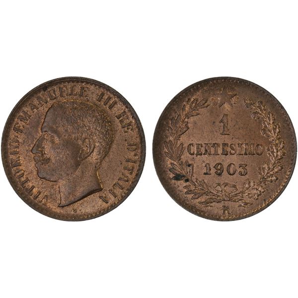 ITALY: Vittorio Emanuele III, 1900-1946, AE centesimo, 1903-R, Choice Unc