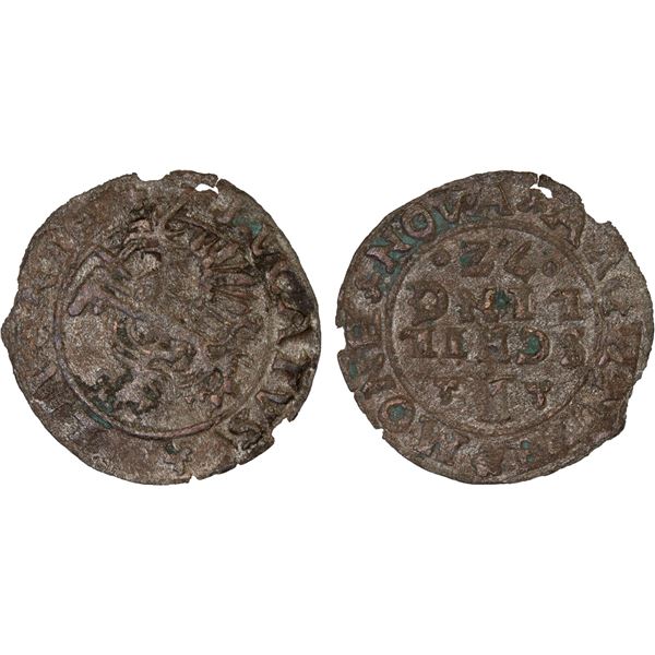 LIVONIA: Jan Hieronim Chodkiewicz, 1566-1578, BI schilling, Dahlen, [15]72, VF