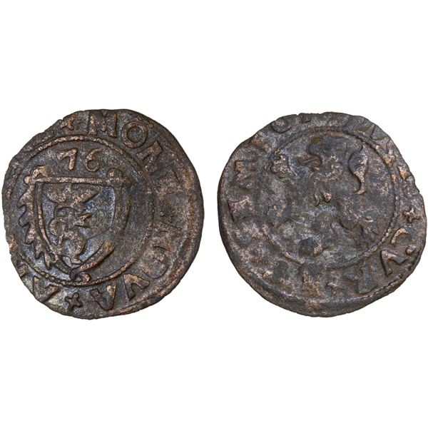 LIVONIA: COURLAND & SEMIGALLIA: Gotthard Kettler, 1561-1587, BI Schilling, Mitau, [15]76, XF