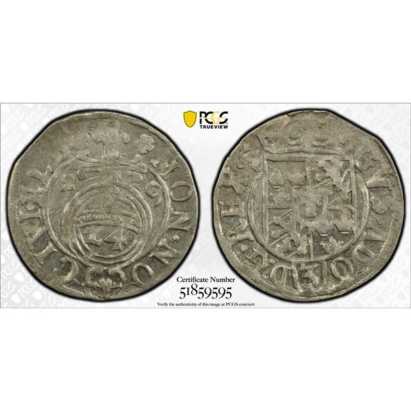 LIVONIA (SWEDISH): Gustav II Adolf, 1626-1632, AR 1/24 thaler (3 polker), Elbing, [16]29, PCGS AU58