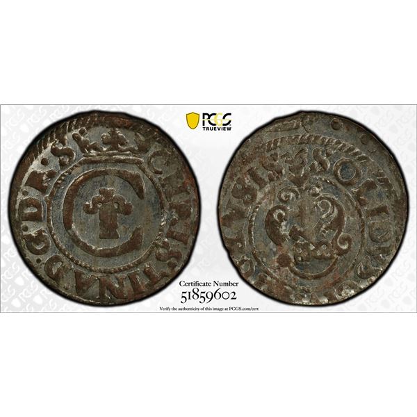 LIVONIA (SWEDISH): Christina, 1632-1654, BI solidus, Riga, [16]36, PCGS MS62
