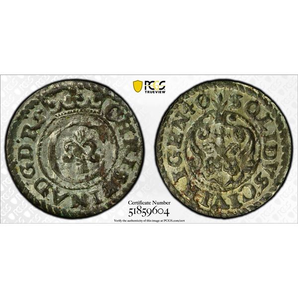 LIVONIA (SWEDISH): Christina, 1632-1654, BI solidus, Riga, [16]40, PCGS MS62