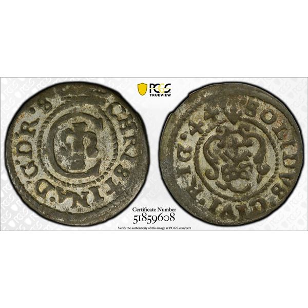 LIVONIA (SWEDISH): Christina, 1632-1654, BI solidus, Riga, [16]44, PCGS AU58