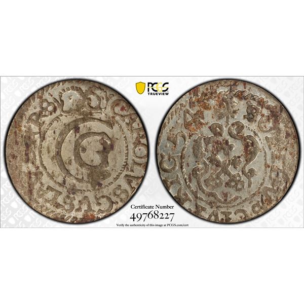 LIVONIA (SWEDISH): Christina, 1632-1654, AR solidus, Riga, [16]54, PCGS MS62