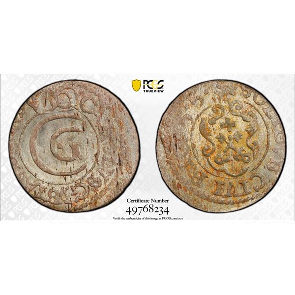 LIVONIA (SWEDISH): Karl X Gustav, 1654-1660, AR solidus, Riga, [16]55, PCGS MS62