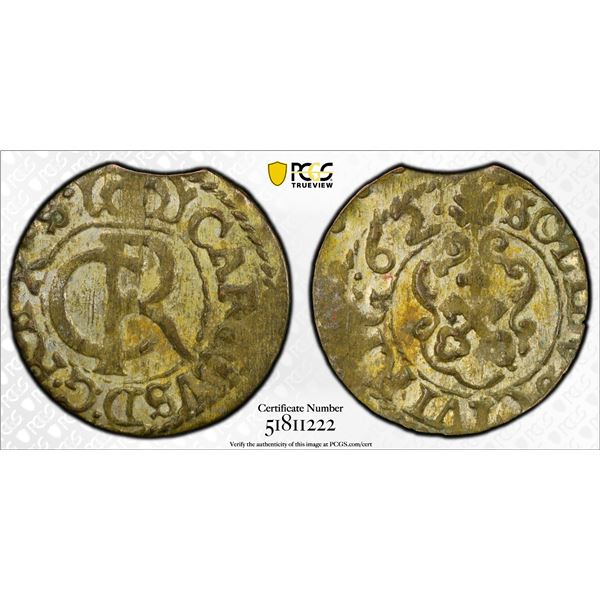 LIVONIA (SWEDISH): Karl XI, 1660-1697, BI solidus, Riga, [16]62, PCGS MS61