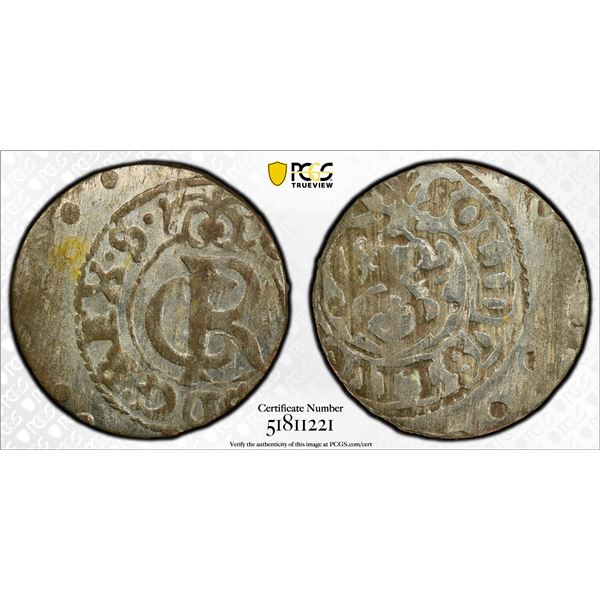 LIVONIA (SWEDISH): Karl XI, 1660-1697, BI solidus, Riga, [16]64, PCGS MS62