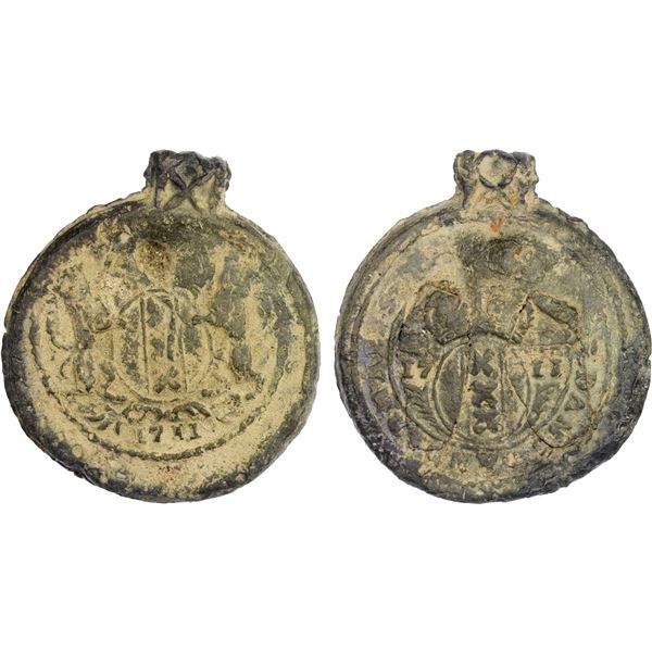 NETHERLANDS: Dutch Republic, lead cloth seal (138.77g), 1711, Fine