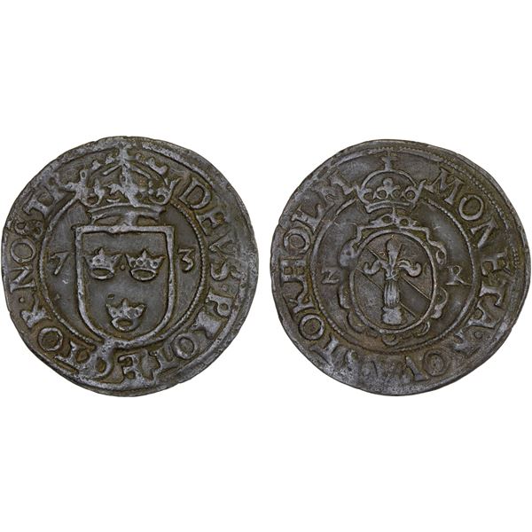 SWEDEN: Johan III, 1568-1592, BI 2 öre, Stockholm, 1573, VF