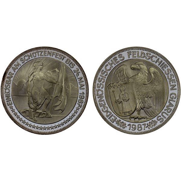 SWITZERLAND: Confederation, AR 50 francs, 1987, Proof