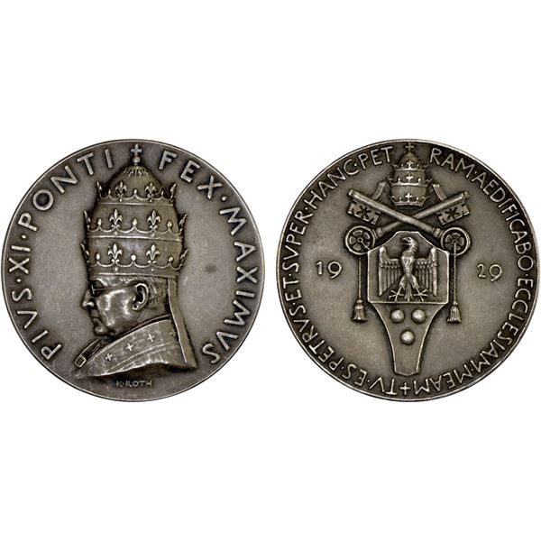 VATICAN: Píus XI, 1922-1939, AR meeal (19.91g), 1929, Unc