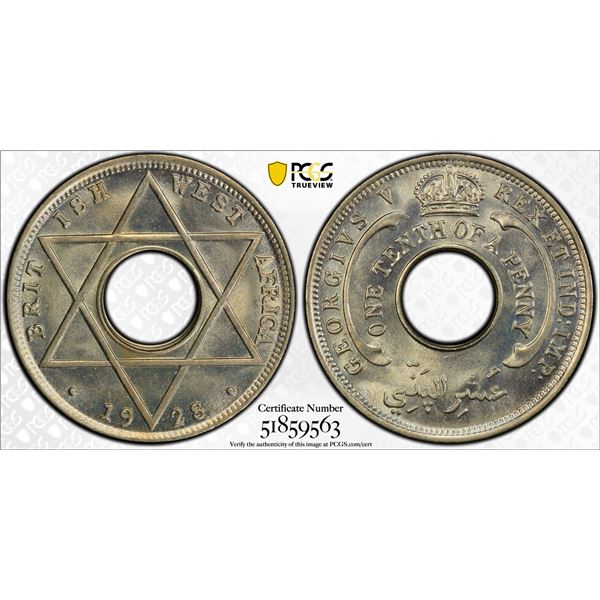 BRITISH WEST AFRICA: George V, 1911-1936, 1/10 penny, 1928, PCGS MS65