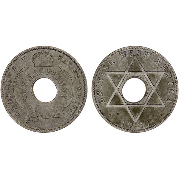 BRITISH WEST AFRICA: George V, 1910-1936, 1/2 penny, 1931, F-VF