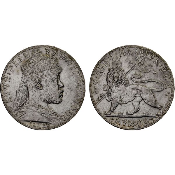 ETHIOPIA: Menelik II, 1889-1913, AR birr, EE1895 (1903), XF