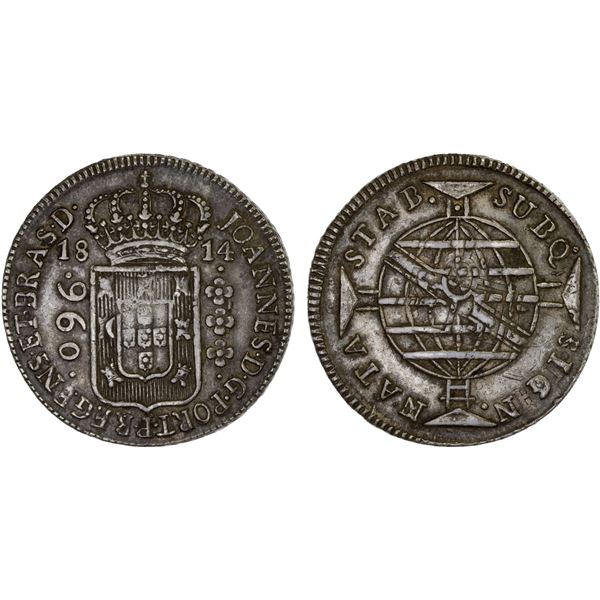BRAZIL: João, Prince Regent, 1799-1818, AR 960 réis, 1814, XF
