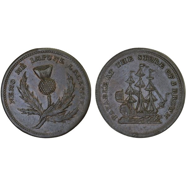 CANADA: NOVA SCOTIA: AE 1/2 penny token, 1815, XF