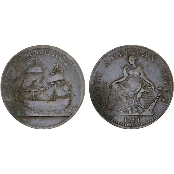 CANADA: AE 1/2 penny token, 1791, VF