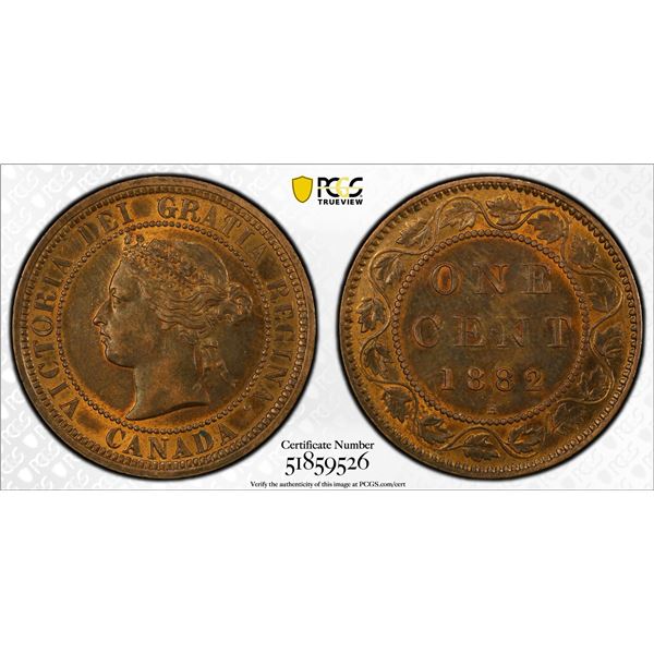 CANADA: Victoria, 1867-1901, AE cent, Heaton, 1882-H, PCGS AU58