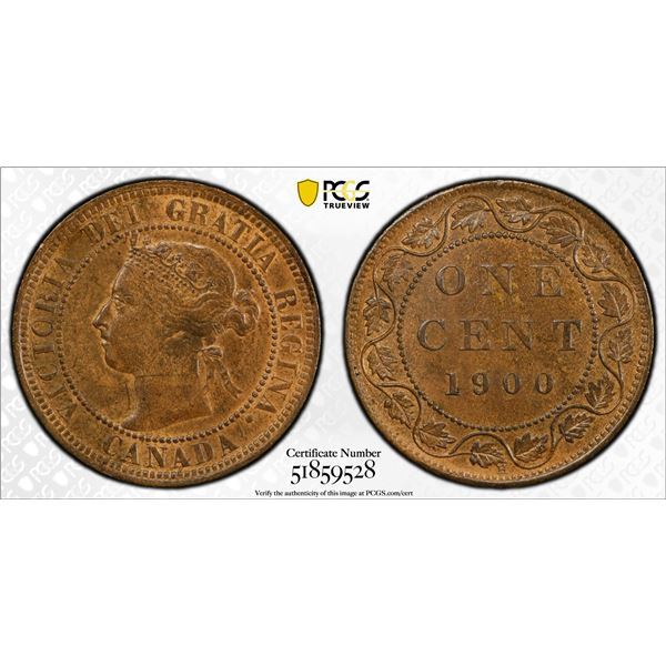 CANADA: Victoria, 1867-1901, AE cent, Heaton, 1900-H, PCGS AU58