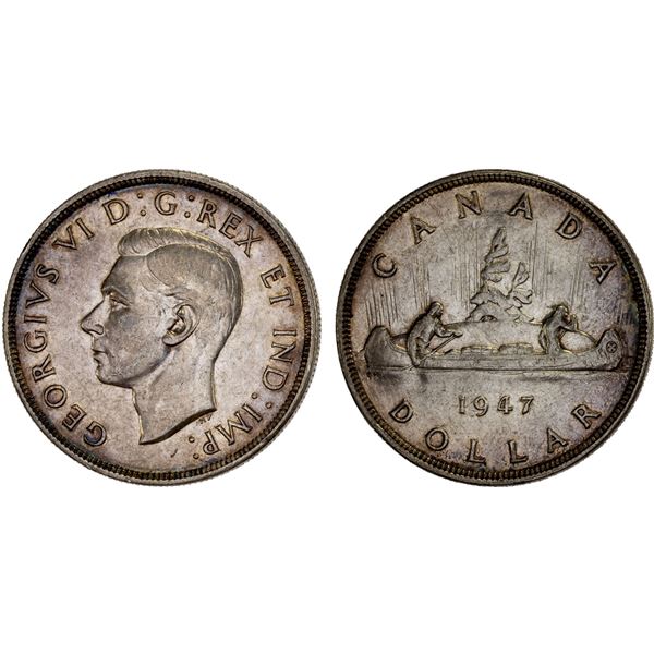 CANADA: George VI, 1936-1952, AR dollar, 1947, XF